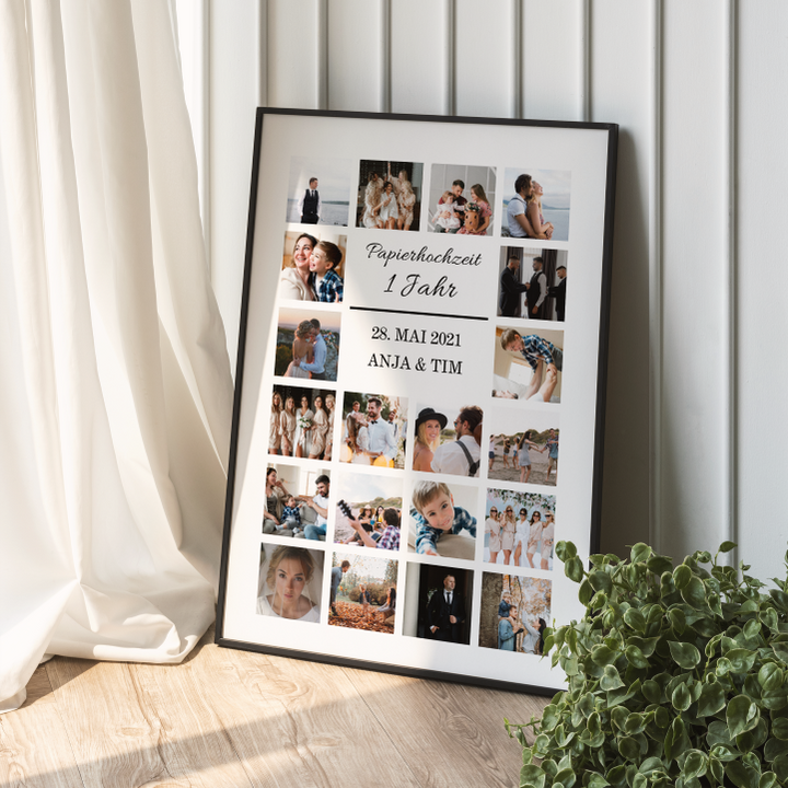 Fotocollage 1. Hochzeitstag - Papierhochzeit personalisiert