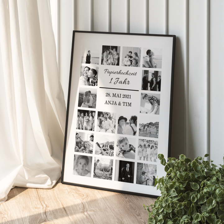 Fotocollage 1. Hochzeitstag - Papierhochzeit personalisiert