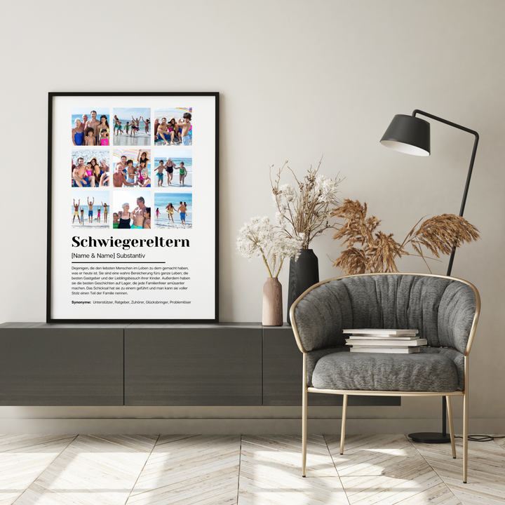 Poster Fotocollage Definition SCHWIEGERELTERN personalisiert