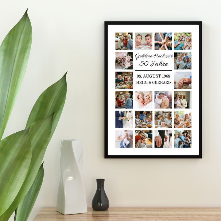 Fotocollage 50. Hochzeitstag - goldene Hochzeit personalisiert