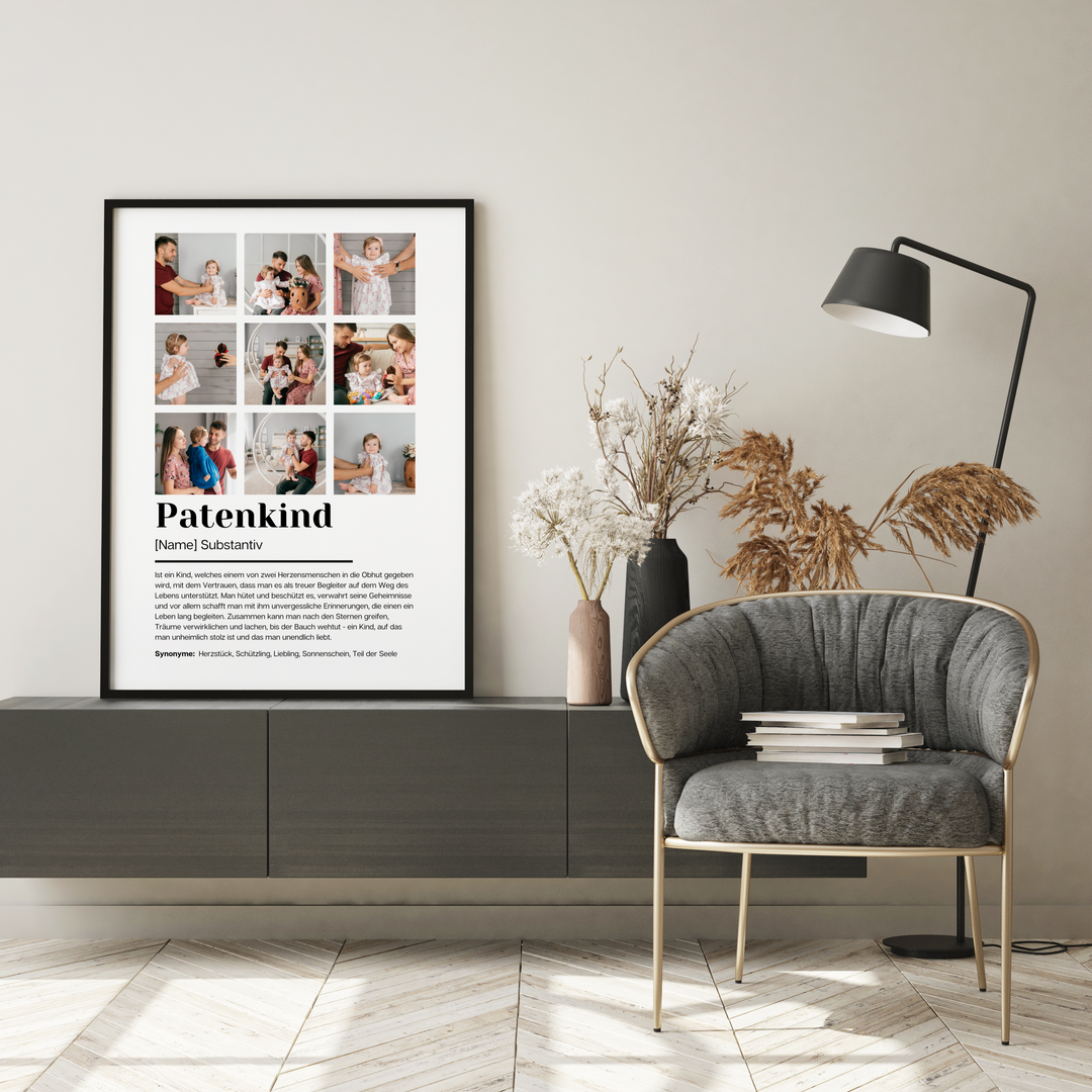 Poster Fotocollage Definition PATENKIND personalisiert