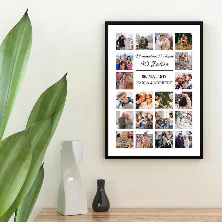 Fotocollage 60. Hochzeitstag - diamantene Hochzeit personalisiert