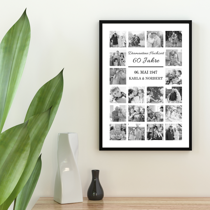 Fotocollage 60. Hochzeitstag - diamantene Hochzeit personalisiert
