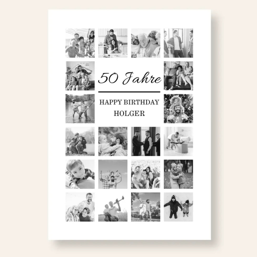Fotocollage 50. Geburtstag personalisiert