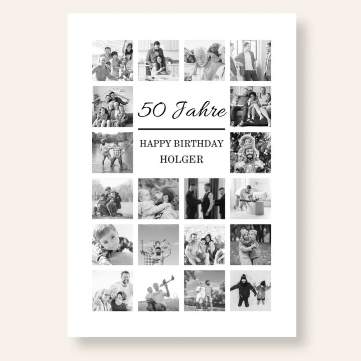 Fotocollage 50. Geburtstag personalisiert