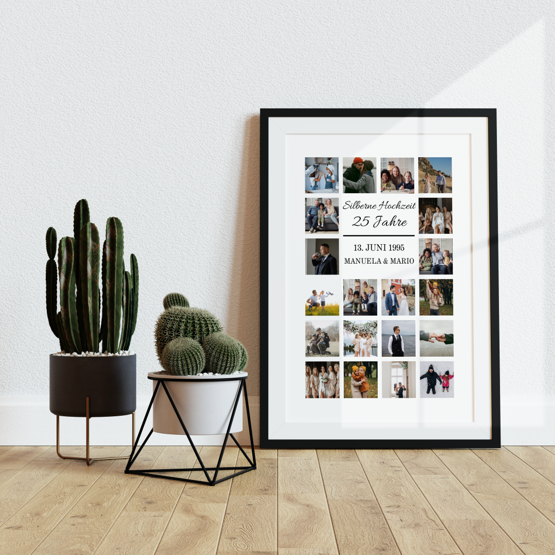 Fotocollage 25. Hochzeitstag - silberne Hochzeit personalisiert