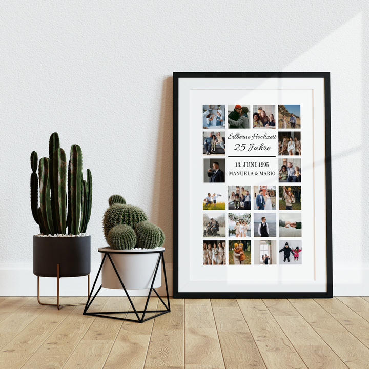 Fotocollage 25. Hochzeitstag - silberne Hochzeit personalisiert