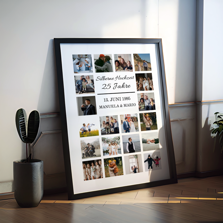 Fotocollage 25. Hochzeitstag - silberne Hochzeit personalisiert