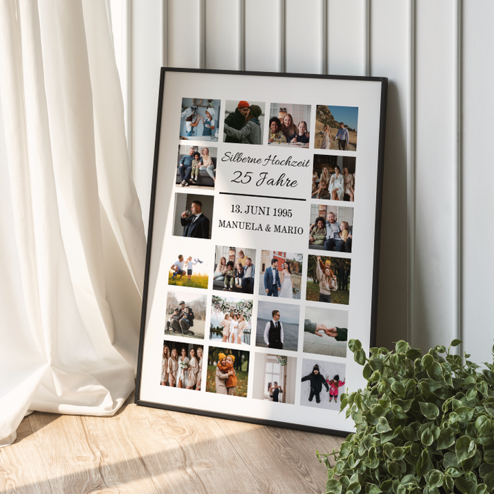 Fotocollage 25. Hochzeitstag - silberne Hochzeit personalisiert