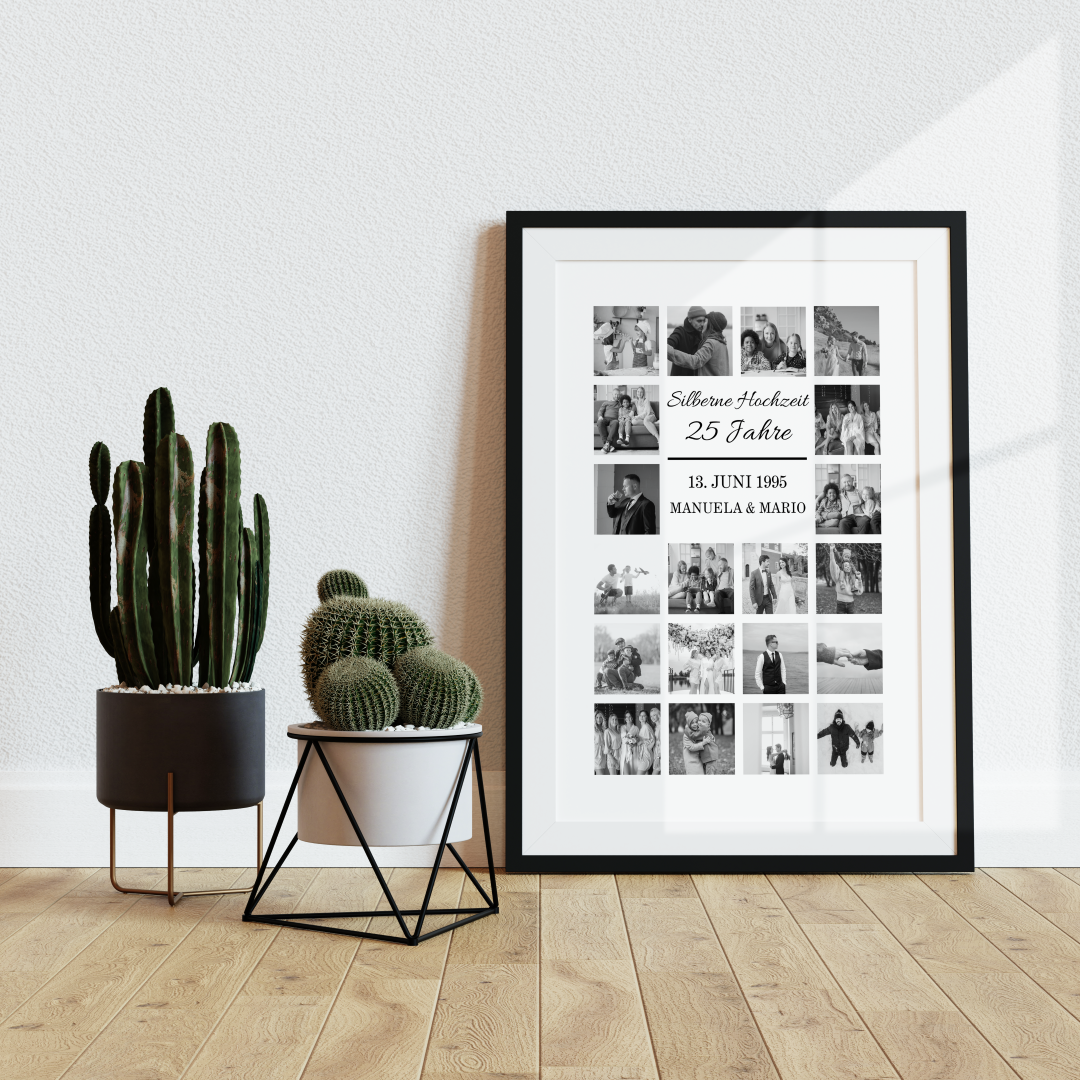Fotocollage 25. Hochzeitstag - silberne Hochzeit personalisiert