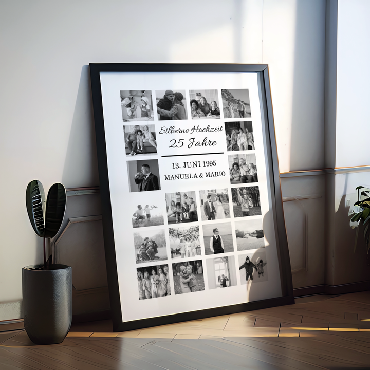 Fotocollage 25. Hochzeitstag - silberne Hochzeit personalisiert