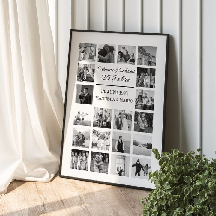 Fotocollage 25. Hochzeitstag - silberne Hochzeit personalisiert