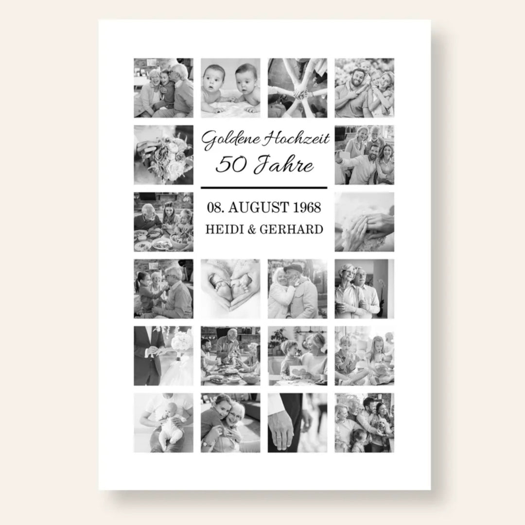 Fotocollage 50. Hochzeitstag - goldene Hochzeit personalisiert