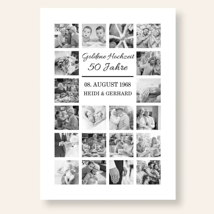 Fotocollage 50. Hochzeitstag - goldene Hochzeit personalisiert