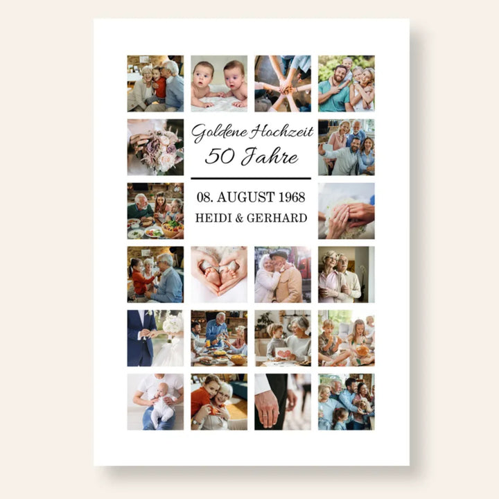 Fotocollage 50. Hochzeitstag - goldene Hochzeit personalisiert