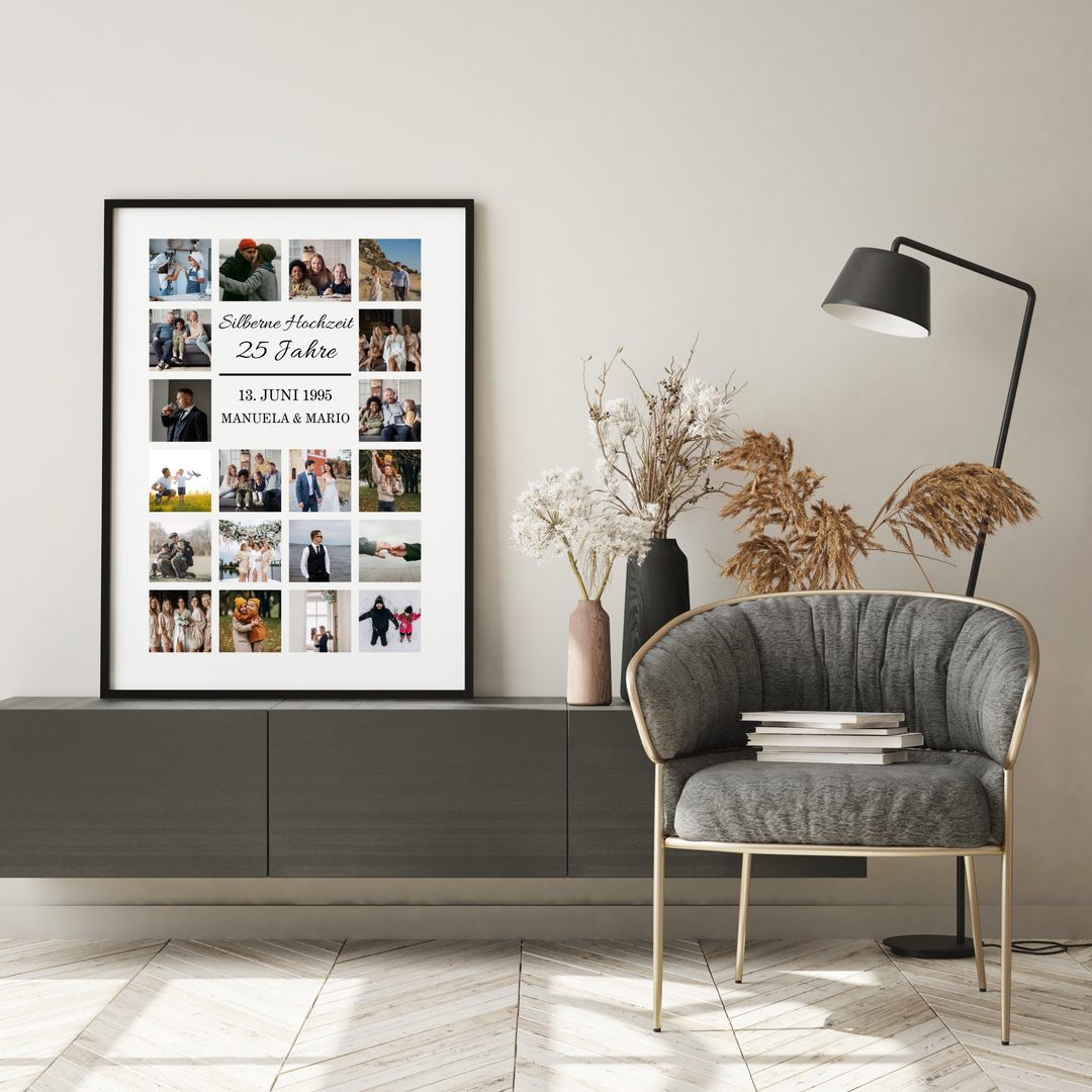 Fotocollage 25. Hochzeitstag - silberne Hochzeit personalisiert