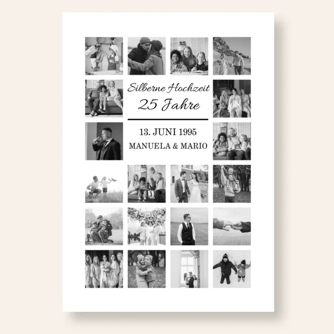 Fotocollage 25. Hochzeitstag - silberne Hochzeit personalisiert