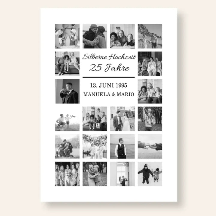 Fotocollage 25. Hochzeitstag - silberne Hochzeit personalisiert