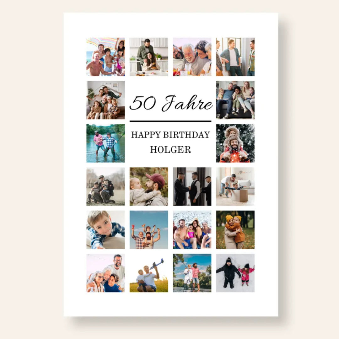Fotocollage 50. Geburtstag personalisiert