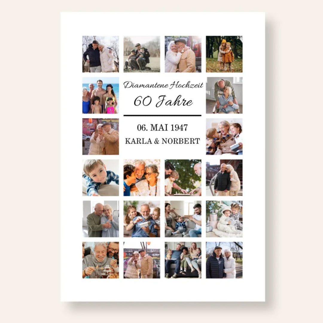 Fotocollage 60. Hochzeitstag - diamantene Hochzeit personalisiert