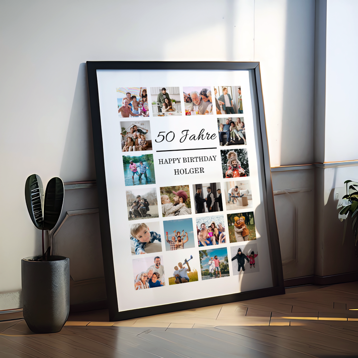 Fotocollage 50. Geburtstag personalisiert