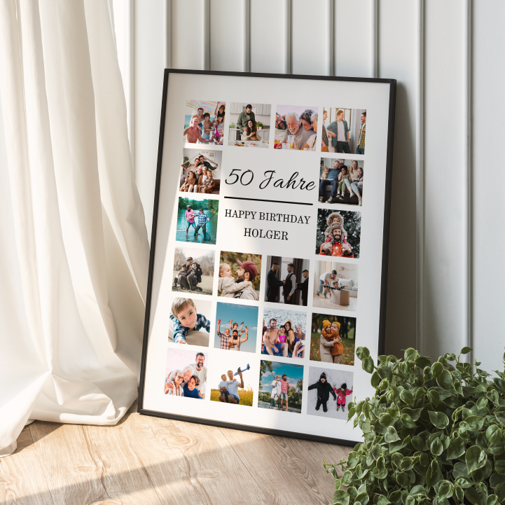 Fotocollage 50. Geburtstag personalisiert