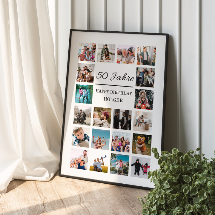 Fotocollage 50. Geburtstag personalisiert