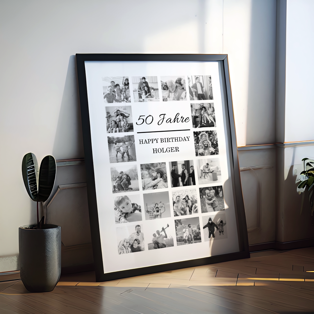 Fotocollage 50. Geburtstag personalisiert