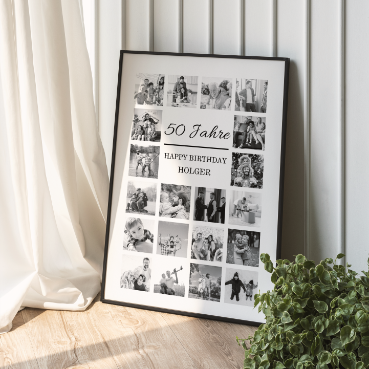 Fotocollage 50. Geburtstag personalisiert