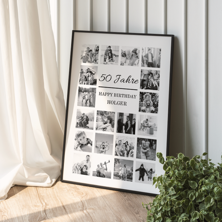 Fotocollage 50. Geburtstag personalisiert