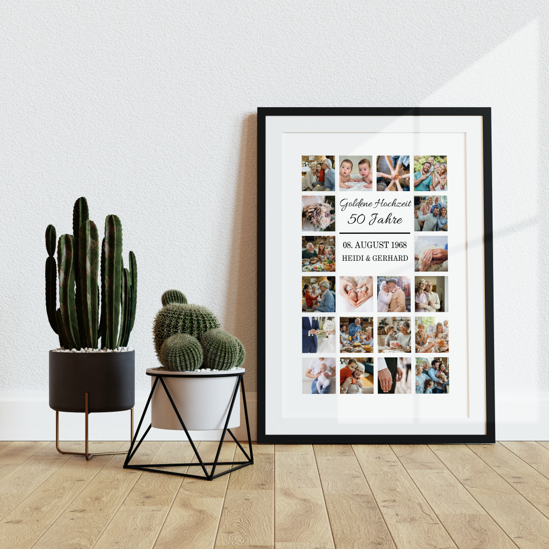 Fotocollage 50. Hochzeitstag - goldene Hochzeit personalisiert