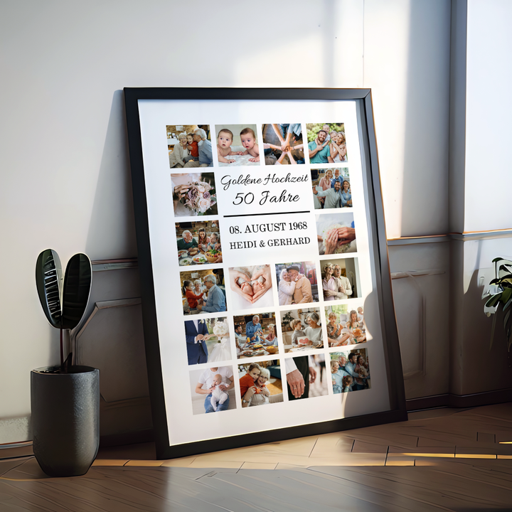 Fotocollage 50. Hochzeitstag - goldene Hochzeit personalisiert