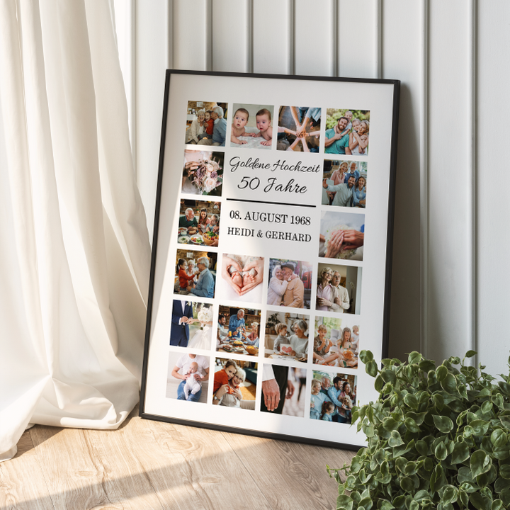Fotocollage 50. Hochzeitstag - goldene Hochzeit personalisiert