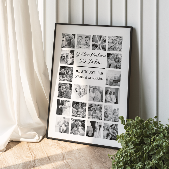 Fotocollage 50. Hochzeitstag - goldene Hochzeit personalisiert