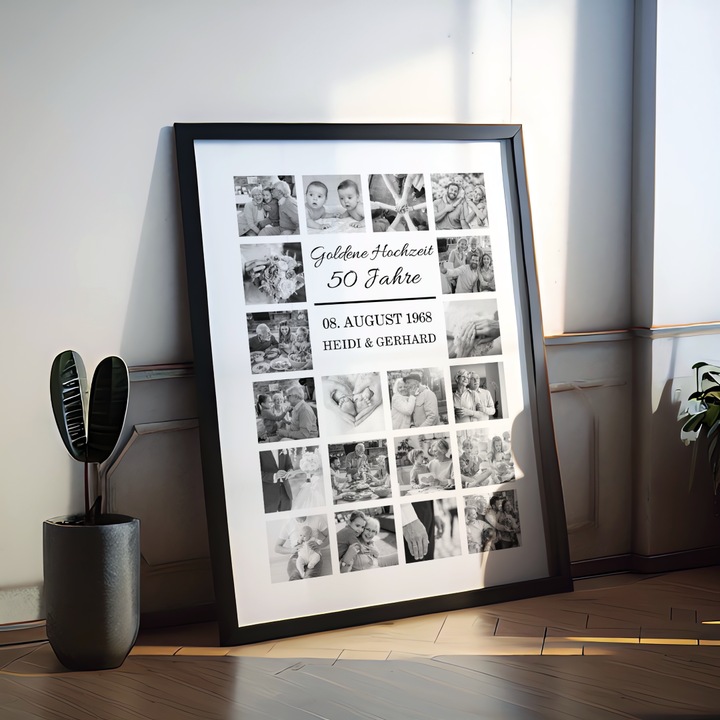 Fotocollage 50. Hochzeitstag - goldene Hochzeit personalisiert