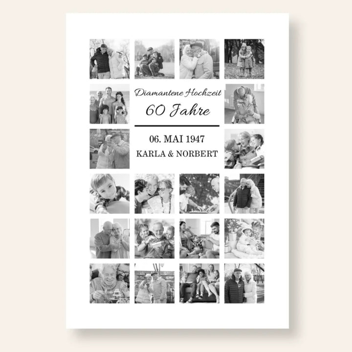 Fotocollage 60. Hochzeitstag - diamantene Hochzeit personalisiert