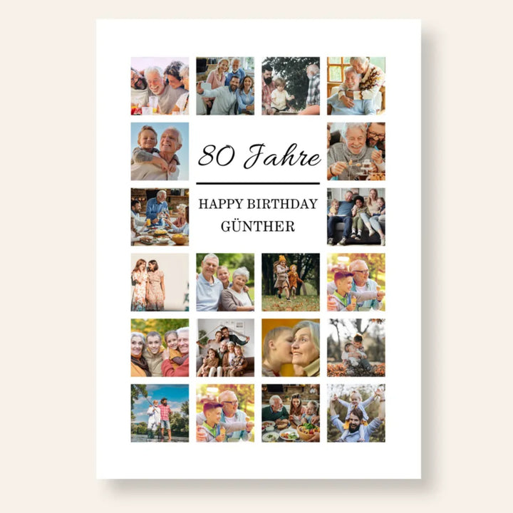 Fotocollage 80. Geburtstag personalisiert