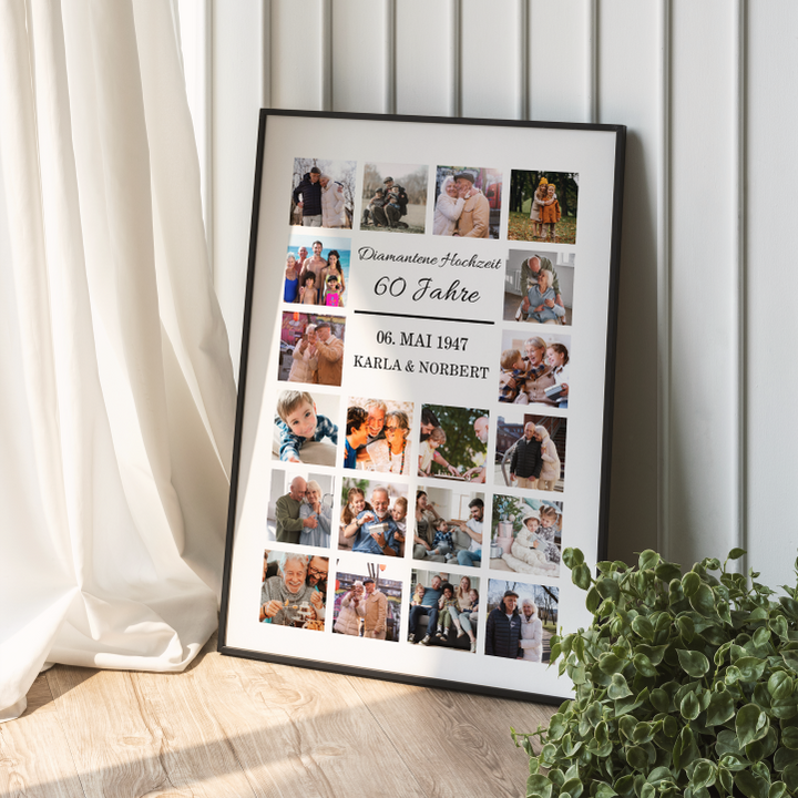 Fotocollage 60. Hochzeitstag - diamantene Hochzeit personalisiert