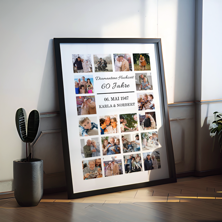 Fotocollage 60. Hochzeitstag - diamantene Hochzeit personalisiert