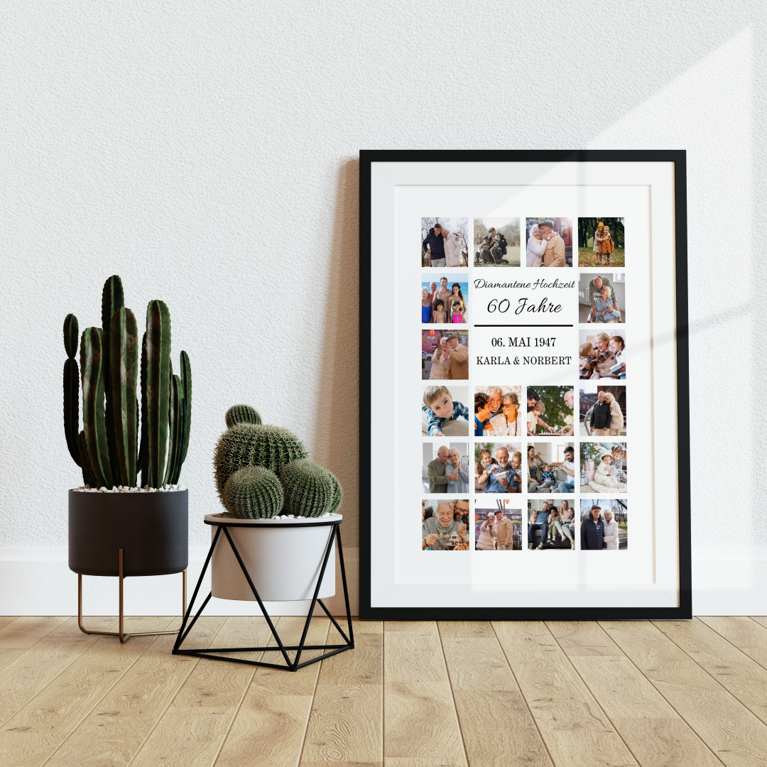 Fotocollage 60. Hochzeitstag - diamantene Hochzeit personalisiert
