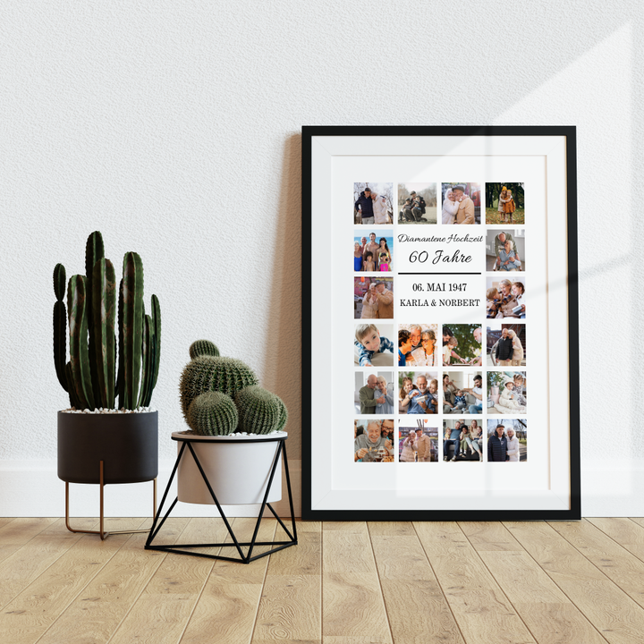 Fotocollage 60. Hochzeitstag - diamantene Hochzeit personalisiert