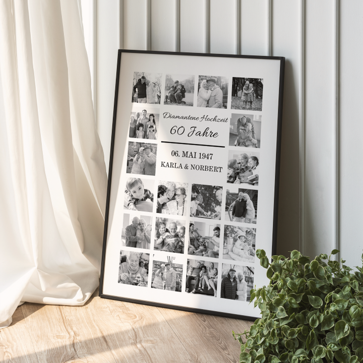 Fotocollage 60. Hochzeitstag - diamantene Hochzeit personalisiert