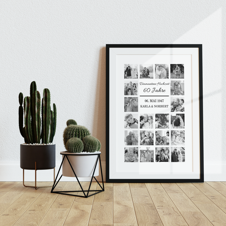 Fotocollage 60. Hochzeitstag - diamantene Hochzeit personalisiert