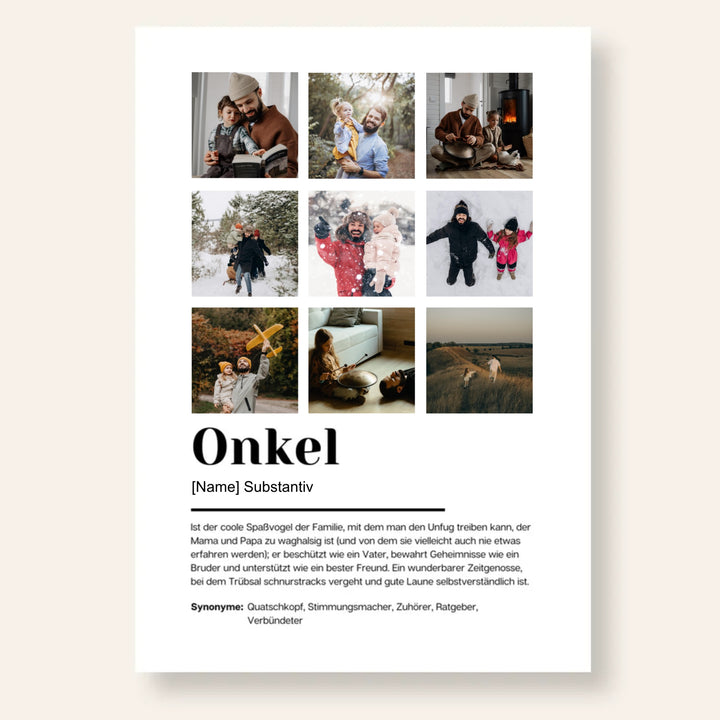 Poster Fotocollage Definition ONKEL personalisiert