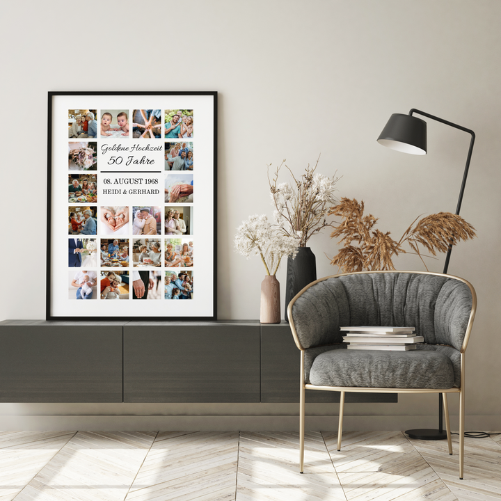 Fotocollage 50. Hochzeitstag - goldene Hochzeit personalisiert
