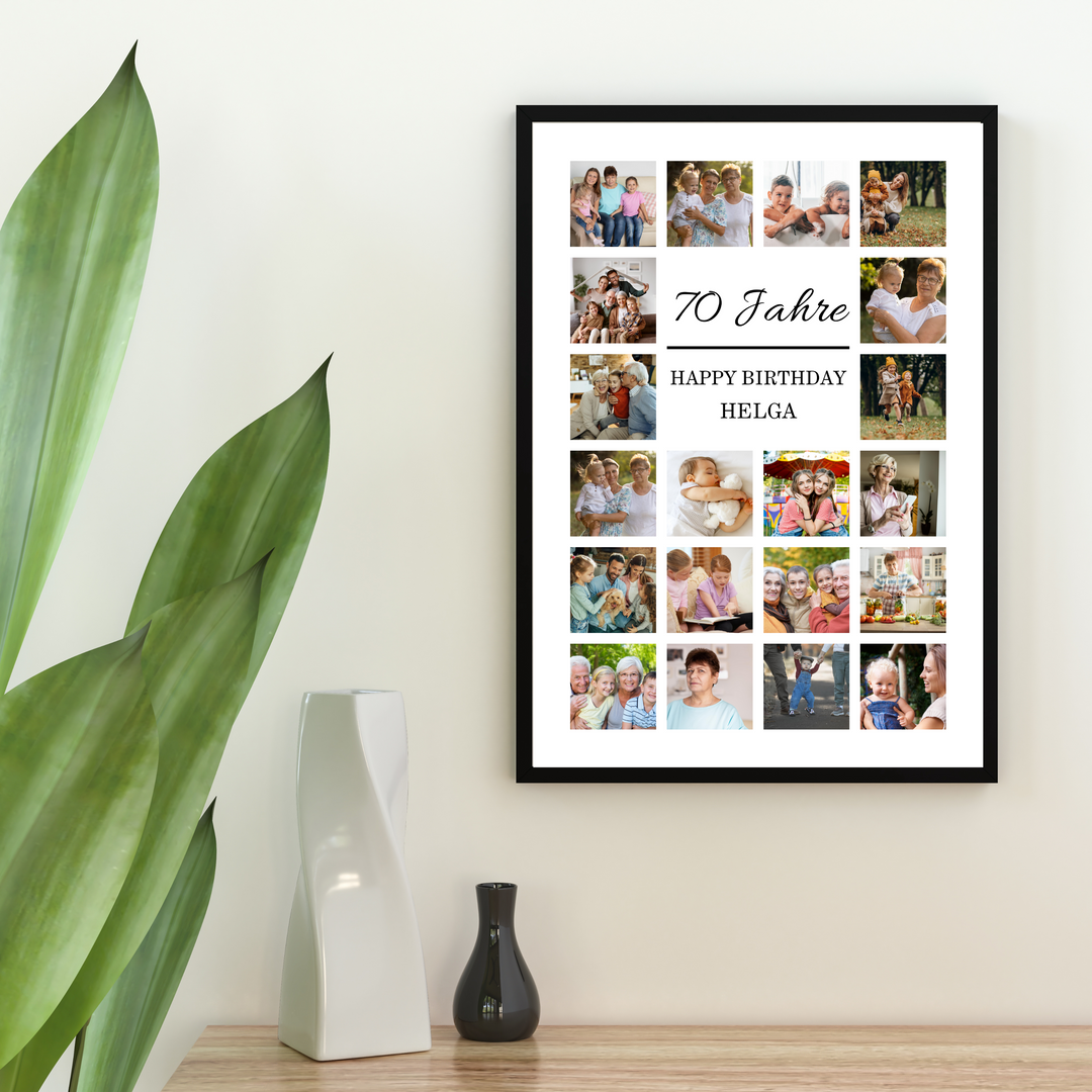 Fotocollage 70. Geburtstag personalisiert