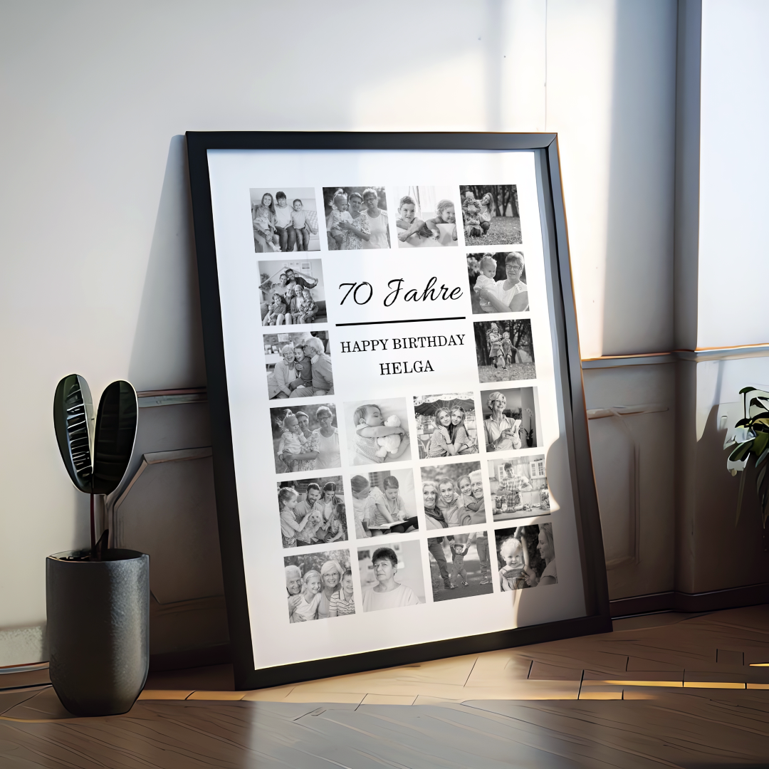 Fotocollage 70. Geburtstag personalisiert