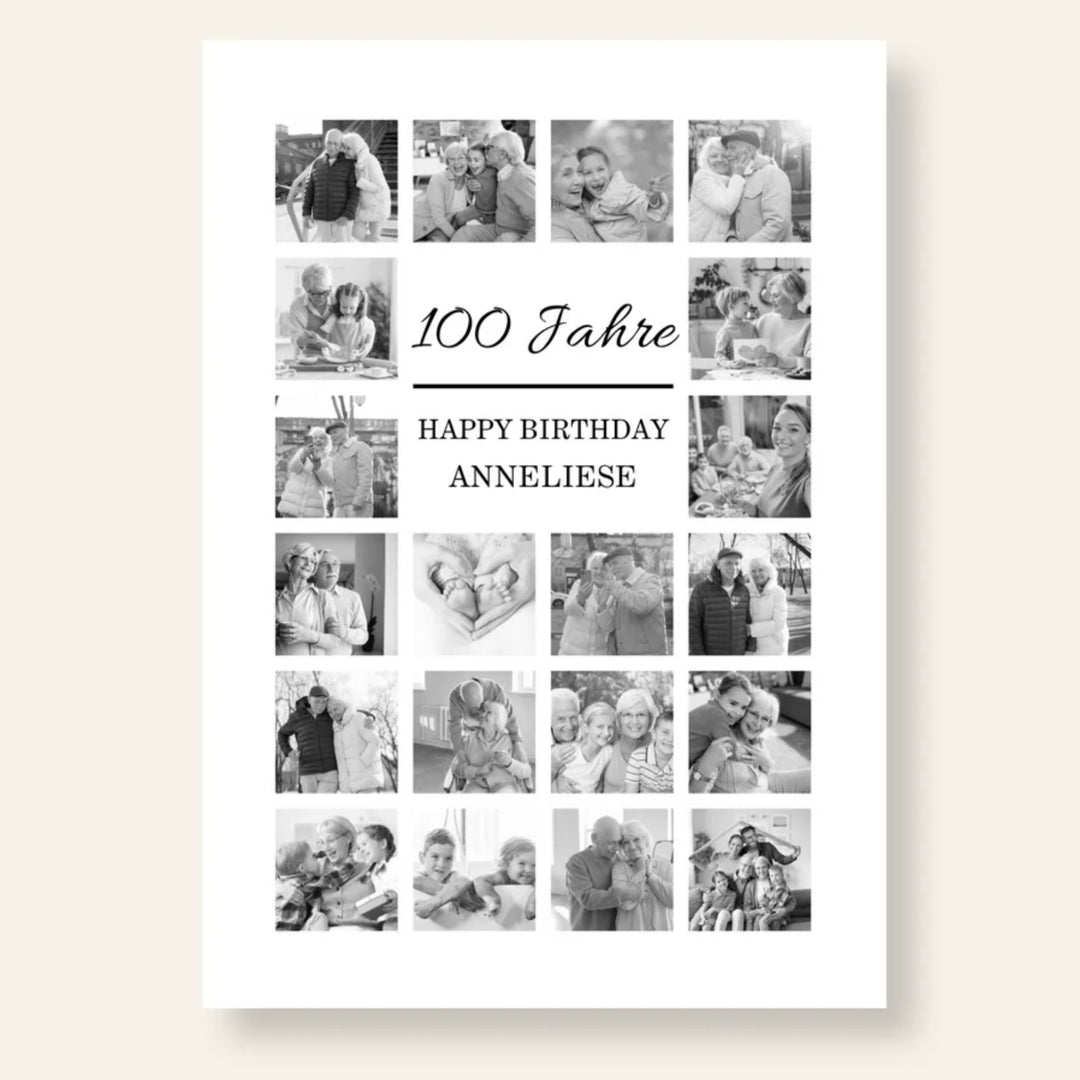 Personalisierte Fotocollage zum 100. Geburtstag