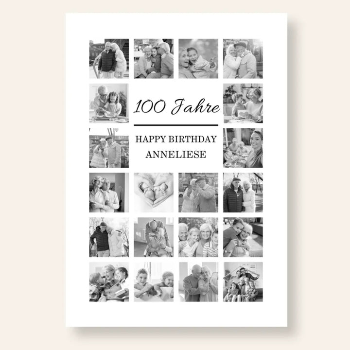 Personalisierte Fotocollage zum 100. Geburtstag