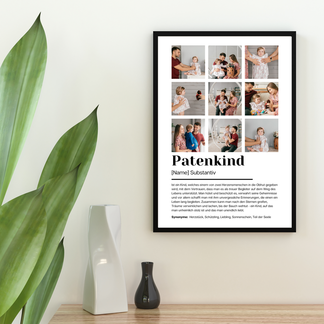 Poster Fotocollage Definition PATENKIND personalisiert